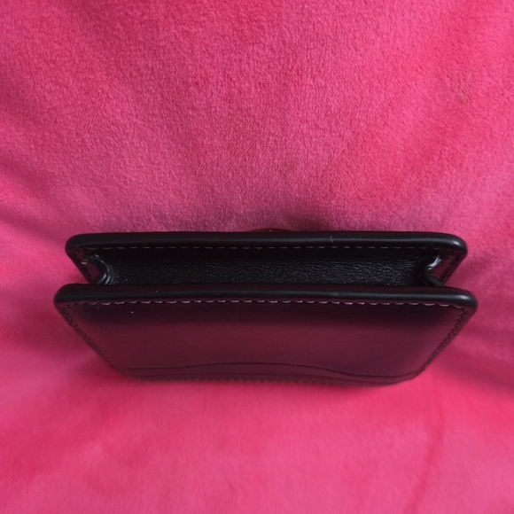 Coach Black Leather Card Holder with Silver Logo - Picture 7 of 12